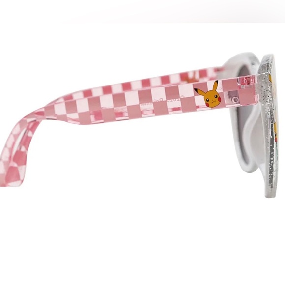 Pokémon Pikachu girl’s cateye style sunglasses white.pink plaid - Picture 4 of 6